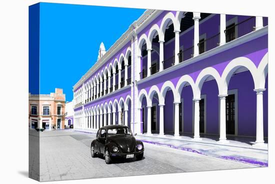 ¡Viva Mexico! Collection - Black VW Beetle and Purple Architecture in Campeche-Philippe Hugonnard-Stretched Canvas