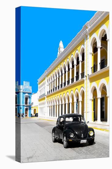 ¡Viva Mexico! Collection - Black VW Beetle and Yellow Architecture - Campeche-Philippe Hugonnard-Stretched Canvas