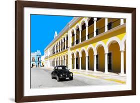 ¡Viva Mexico! Collection - Black VW Beetle and Yellow Architecture in Campeche-Philippe Hugonnard-Framed Photographic Print