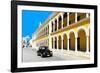 ¡Viva Mexico! Collection - Black VW Beetle and Yellow Architecture in Campeche-Philippe Hugonnard-Framed Photographic Print