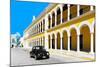 ¡Viva Mexico! Collection - Black VW Beetle and Yellow Architecture in Campeche-Philippe Hugonnard-Mounted Photographic Print