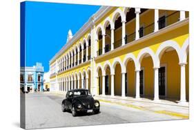 ¡Viva Mexico! Collection - Black VW Beetle and Yellow Architecture in Campeche-Philippe Hugonnard-Stretched Canvas