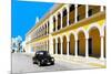 ¡Viva Mexico! Collection - Black VW Beetle and Yellow Architecture in Campeche-Philippe Hugonnard-Mounted Photographic Print