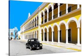 ¡Viva Mexico! Collection - Black VW Beetle and Yellow Architecture in Campeche-Philippe Hugonnard-Stretched Canvas