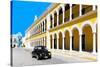 ¡Viva Mexico! Collection - Black VW Beetle and Yellow Architecture in Campeche-Philippe Hugonnard-Stretched Canvas