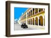 ¡Viva Mexico! Collection - Black VW Beetle and Yellow Architecture in Campeche-Philippe Hugonnard-Framed Photographic Print