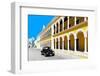 ¡Viva Mexico! Collection - Black VW Beetle and Yellow Architecture in Campeche-Philippe Hugonnard-Framed Photographic Print
