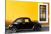 ¡Viva Mexico! Collection - Black VW Beetle Car with Gold Street Wall-Philippe Hugonnard-Stretched Canvas