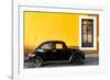 ¡Viva Mexico! Collection - Black VW Beetle Car with Gold Street Wall-Philippe Hugonnard-Framed Photographic Print