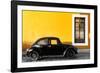 ¡Viva Mexico! Collection - Black VW Beetle Car with Gold Street Wall-Philippe Hugonnard-Framed Photographic Print