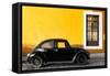 ¡Viva Mexico! Collection - Black VW Beetle Car with Gold Street Wall-Philippe Hugonnard-Framed Stretched Canvas