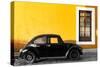 ¡Viva Mexico! Collection - Black VW Beetle Car with Gold Street Wall-Philippe Hugonnard-Stretched Canvas