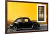 ¡Viva Mexico! Collection - Black VW Beetle Car with Gold Street Wall-Philippe Hugonnard-Framed Photographic Print