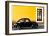 ¡Viva Mexico! Collection - Black VW Beetle Car with Gold Street Wall-Philippe Hugonnard-Framed Photographic Print