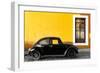 ¡Viva Mexico! Collection - Black VW Beetle Car with Gold Street Wall-Philippe Hugonnard-Framed Photographic Print