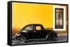 ¡Viva Mexico! Collection - Black VW Beetle Car with Gold Street Wall-Philippe Hugonnard-Framed Stretched Canvas