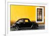 ¡Viva Mexico! Collection - Black VW Beetle Car with Gold Street Wall-Philippe Hugonnard-Framed Photographic Print