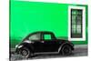 ¡Viva Mexico! Collection - Black VW Beetle Car with Green Street Wall-Philippe Hugonnard-Stretched Canvas