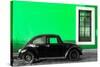 ¡Viva Mexico! Collection - Black VW Beetle Car with Green Street Wall-Philippe Hugonnard-Stretched Canvas