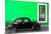 ¡Viva Mexico! Collection - Black VW Beetle Car with Green Street Wall-Philippe Hugonnard-Mounted Photographic Print