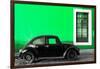 ¡Viva Mexico! Collection - Black VW Beetle Car with Green Street Wall-Philippe Hugonnard-Framed Photographic Print