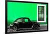 ¡Viva Mexico! Collection - Black VW Beetle Car with Green Street Wall-Philippe Hugonnard-Framed Photographic Print