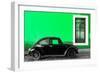 ¡Viva Mexico! Collection - Black VW Beetle Car with Green Street Wall-Philippe Hugonnard-Framed Photographic Print