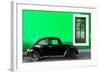 ¡Viva Mexico! Collection - Black VW Beetle Car with Green Street Wall-Philippe Hugonnard-Framed Photographic Print