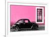 ¡Viva Mexico! Collection - Black VW Beetle Car with Hot Pink Street Wall-Philippe Hugonnard-Framed Photographic Print