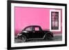 ¡Viva Mexico! Collection - Black VW Beetle Car with Hot Pink Street Wall-Philippe Hugonnard-Framed Photographic Print