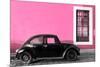 ¡Viva Mexico! Collection - Black VW Beetle Car with Hot Pink Street Wall-Philippe Hugonnard-Mounted Photographic Print