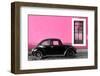 ¡Viva Mexico! Collection - Black VW Beetle Car with Hot Pink Street Wall-Philippe Hugonnard-Framed Photographic Print