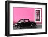 ¡Viva Mexico! Collection - Black VW Beetle Car with Hot Pink Street Wall-Philippe Hugonnard-Framed Photographic Print