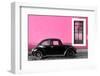 ¡Viva Mexico! Collection - Black VW Beetle Car with Hot Pink Street Wall-Philippe Hugonnard-Framed Photographic Print