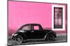 ¡Viva Mexico! Collection - Black VW Beetle Car with Hot Pink Street Wall-Philippe Hugonnard-Mounted Photographic Print