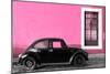 ¡Viva Mexico! Collection - Black VW Beetle Car with Hot Pink Street Wall-Philippe Hugonnard-Mounted Photographic Print