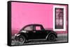 ¡Viva Mexico! Collection - Black VW Beetle Car with Hot Pink Street Wall-Philippe Hugonnard-Framed Stretched Canvas