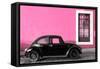 ¡Viva Mexico! Collection - Black VW Beetle Car with Hot Pink Street Wall-Philippe Hugonnard-Framed Stretched Canvas