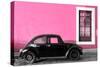 ¡Viva Mexico! Collection - Black VW Beetle Car with Hot Pink Street Wall-Philippe Hugonnard-Stretched Canvas