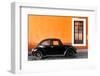 ¡Viva Mexico! Collection - Black VW Beetle Car with Orange Street Wall-Philippe Hugonnard-Framed Photographic Print