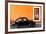 ¡Viva Mexico! Collection - Black VW Beetle Car with Orange Street Wall-Philippe Hugonnard-Framed Photographic Print