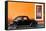 ¡Viva Mexico! Collection - Black VW Beetle Car with Orange Street Wall-Philippe Hugonnard-Framed Stretched Canvas