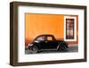 ¡Viva Mexico! Collection - Black VW Beetle Car with Orange Street Wall-Philippe Hugonnard-Framed Premium Photographic Print