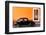 ¡Viva Mexico! Collection - Black VW Beetle Car with Orange Street Wall-Philippe Hugonnard-Framed Premium Photographic Print