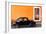 ¡Viva Mexico! Collection - Black VW Beetle Car with Orange Street Wall-Philippe Hugonnard-Framed Photographic Print