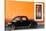 ¡Viva Mexico! Collection - Black VW Beetle Car with Orange Street Wall-Philippe Hugonnard-Stretched Canvas