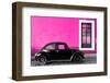 ¡Viva Mexico! Collection - Black VW Beetle Car with Pink Street Wall-Philippe Hugonnard-Framed Photographic Print