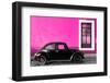 ¡Viva Mexico! Collection - Black VW Beetle Car with Pink Street Wall-Philippe Hugonnard-Framed Photographic Print