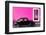 ¡Viva Mexico! Collection - Black VW Beetle Car with Pink Street Wall-Philippe Hugonnard-Framed Photographic Print