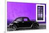 ¡Viva Mexico! Collection - Black VW Beetle Car with Purple Street Wall-Philippe Hugonnard-Framed Photographic Print